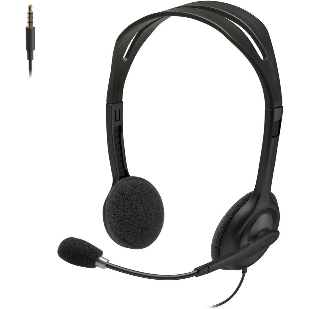 H111 Wired Headset, Stereo Headphones with Noise-Cancelling Microphone, 3.5 mm A